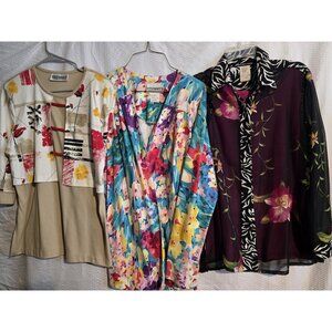 VTG 80s 90s 4 Pc Lot Peter Popovitch M Top Blazer Outfit Blouse Quirky Retro USA